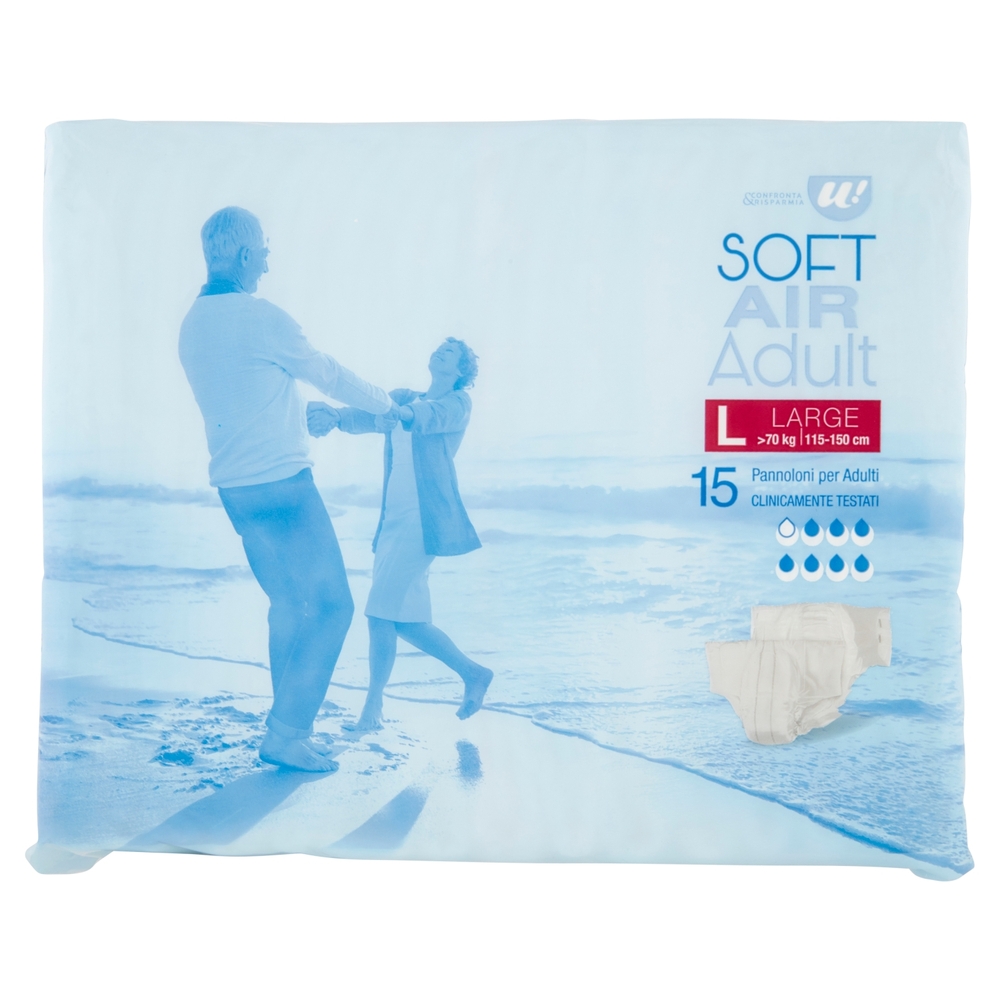 Pannolino Adulto Soft Air Adult Large U! Confronta e Risparmia - 15 Pezzi